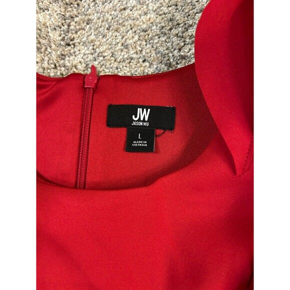 Jason Wu Ruffle Shoulder A-line Dress Red Size Large - Picture 4 of 8